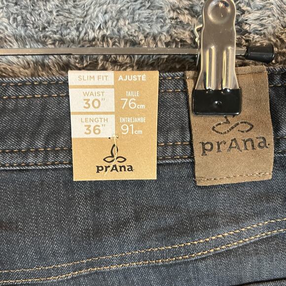 Prana Bridger Jean Mens 30x36 Dark Denim Slim Fit Stretch Organic Cotton Pants - Picture 6 of 12
